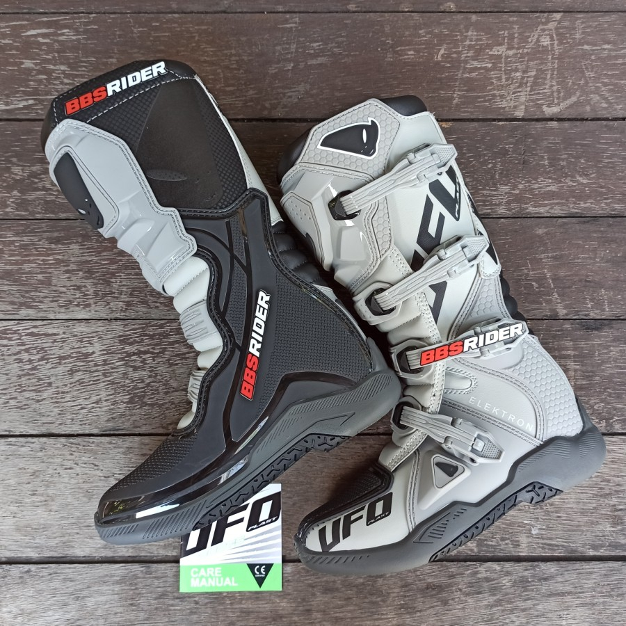 Sepatu Cross Trail MX Enduro UFO Elektron Grey Black