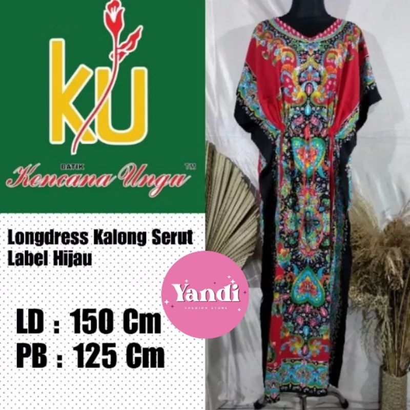 KENCANA UNGU ORI LONGDRESS KALONG SERUT LD 150 CM LABEL HIJAU