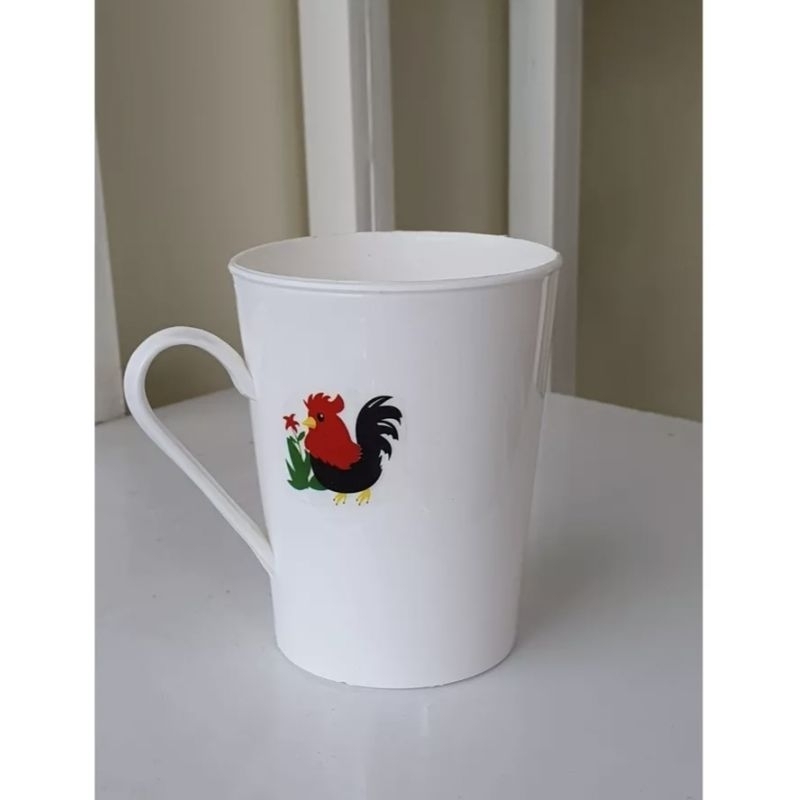 Gelas Cangkir Mug Air Minum PLASTIK MOTIF AYAM JAGO