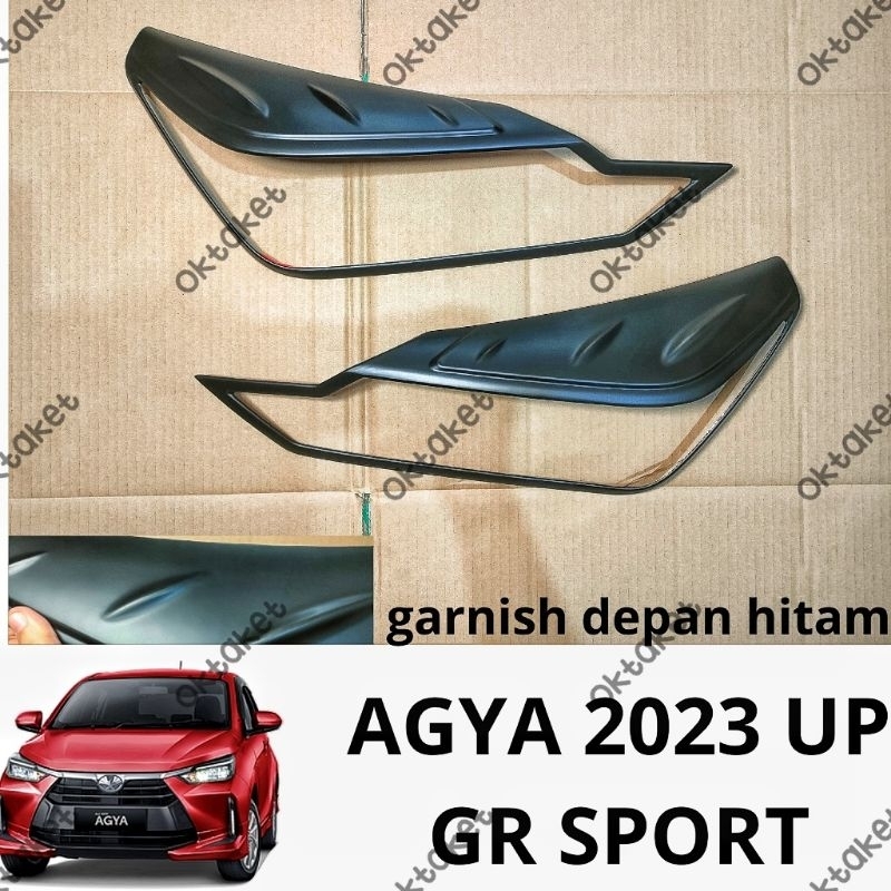 garnish lampu depan Agya 2023 2024 2025 Gr Sport Hitam Chrome Carbon