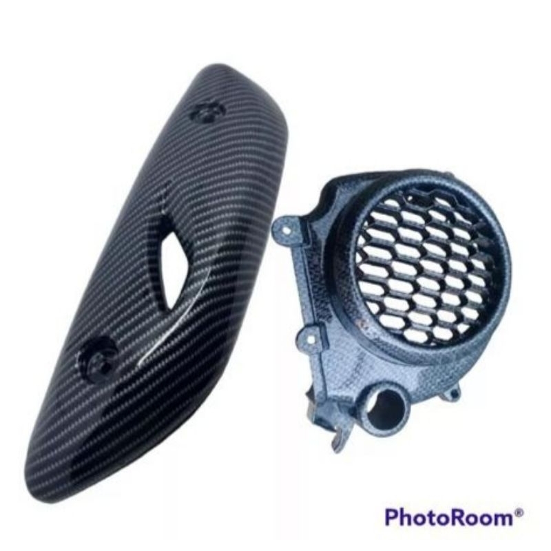 Tutup Knalpot Plus Tutup Kipas Karbon Scoopy Prestige New Fi 2020-2023 Karbon Kualitas Terbaik