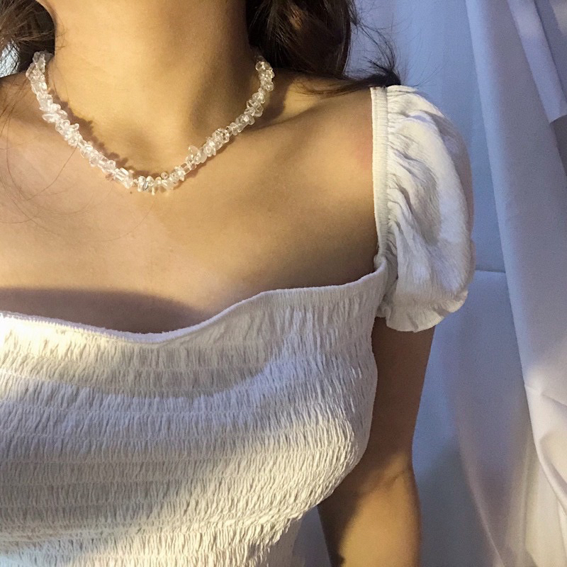 Kalung Chocker Necklace Batu Alam Asli