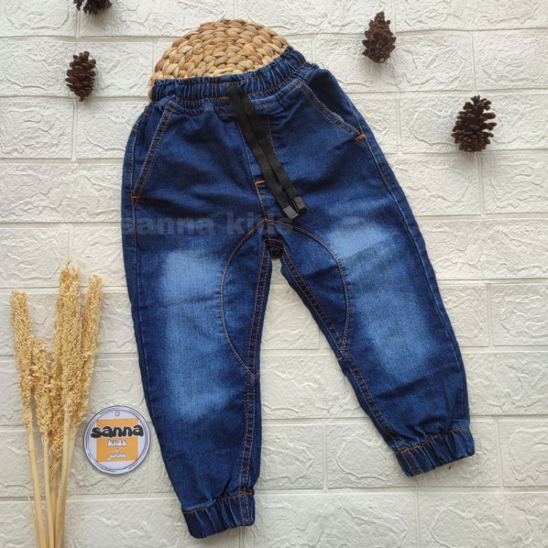 Celana panjang jeans jogger anak laki laki streach , bawahan denim anak rider