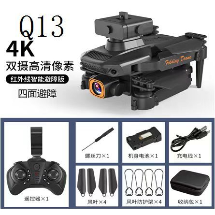 Kamera Drone Q13 Drone Penghindar Rintangan 360, Drone Mini Fotografi Udara 4K Hd dengan Kamera