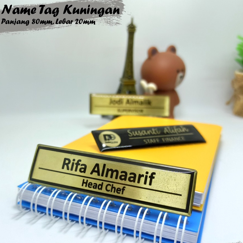 

[Custom] Name Tag Nama Dada Kuningan Persegi Resin