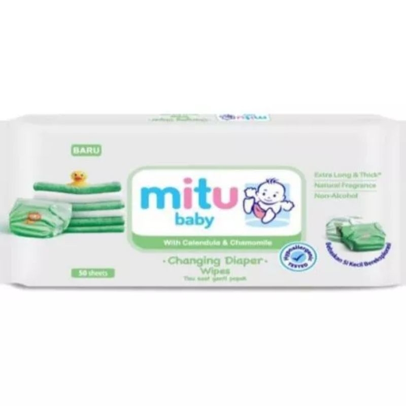 Mitu Baby Extra Thick 50 sheet dan   Blue Tisu Basah