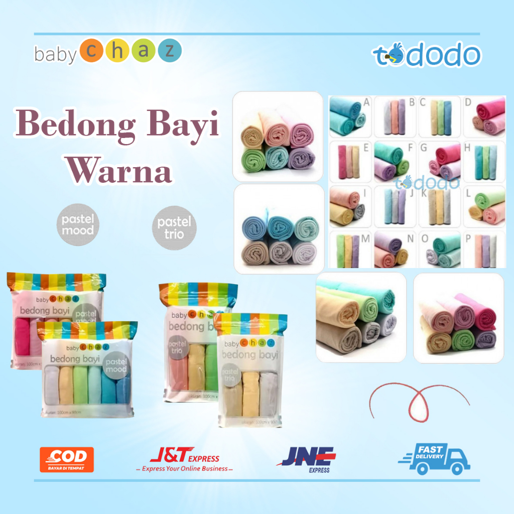 Baby Chaz Bedong Bayi Warna Pastel Polos Isi 6