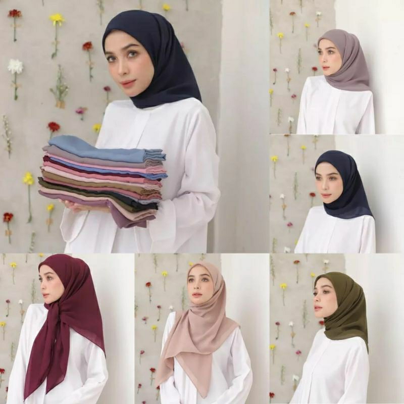 Hijab Bella Square 60+ warna| Hijab Segi Empat pollycotton  | Hijab Segi Empat Bella Square