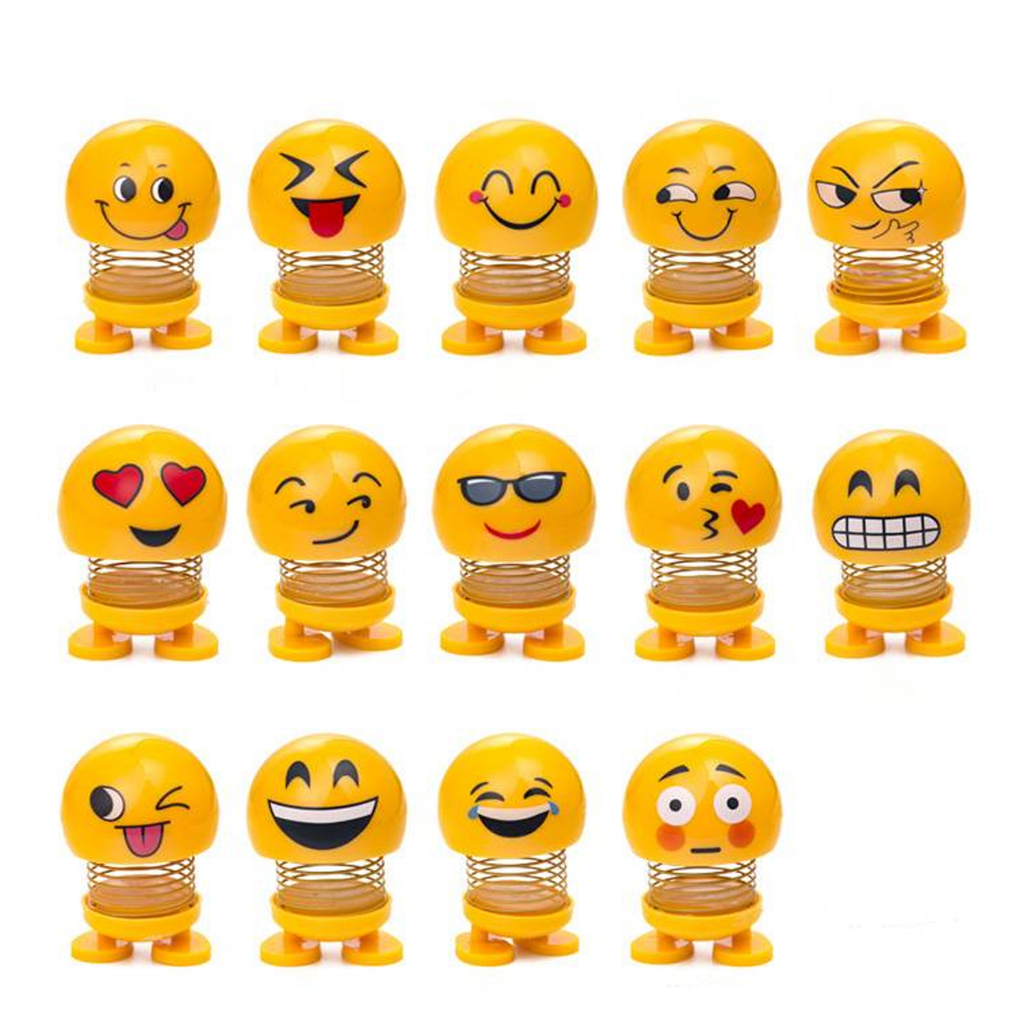 Pajangan Boneka Dashboard Boneka Emoji Mini Per Goyang Emoticon Spring