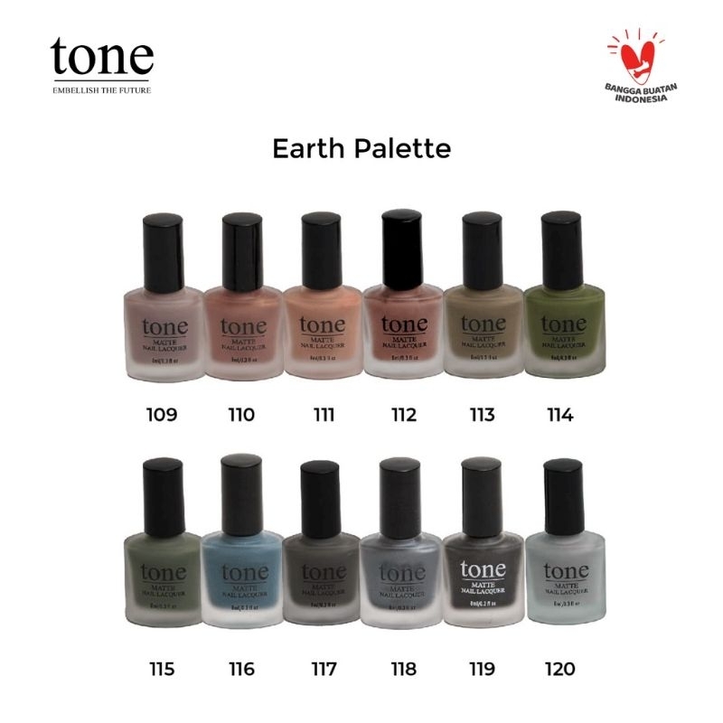 TONE Nail Lacquer Earth Pallete Matte Seris 97-120