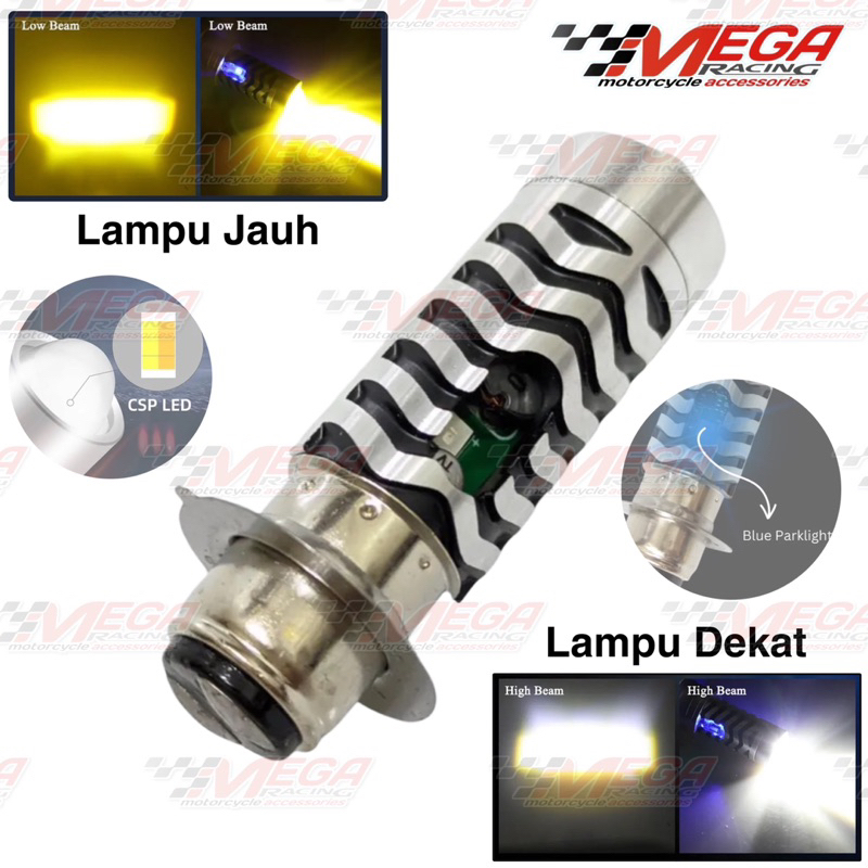 Bholam Lampu Depan Led H6 Laser kaki 1 Ac Dc Higlow Lampu Jauh Dekat 2Led Universal Motor Matic Bebek Jupiter Beat Mio Vario Supra Dll Hilo Lampu Senja Biru