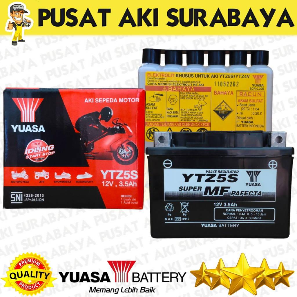 YUASA YTZ5S ASLI ORIGINAL ACCU KERING BEAT SPIN VARIO FU VERZA NEW MEGAPRO AKI MOTOR HONDA SUZUKI KAWASAKI YAMAHA GTZ5S MTZ5S YTZ5S YTZ4V