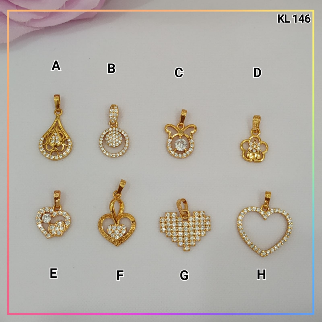 Liontin tanpa kalung love permata aksesoris tambahan perhiasan lapis emas gold KL 146