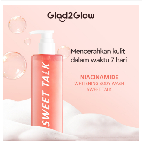 (BPOM)Glad2Glow Niacinamide Whitening Body Wash 190ml /Sabun Mandi Shower Gel Brightening/Body Wash