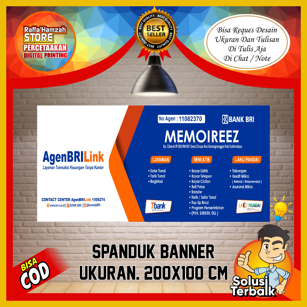 COD SPANDUK AGEN BRI LINK, BANNER AGEN BRI LINK, AGEN BRILINK TERMURAH