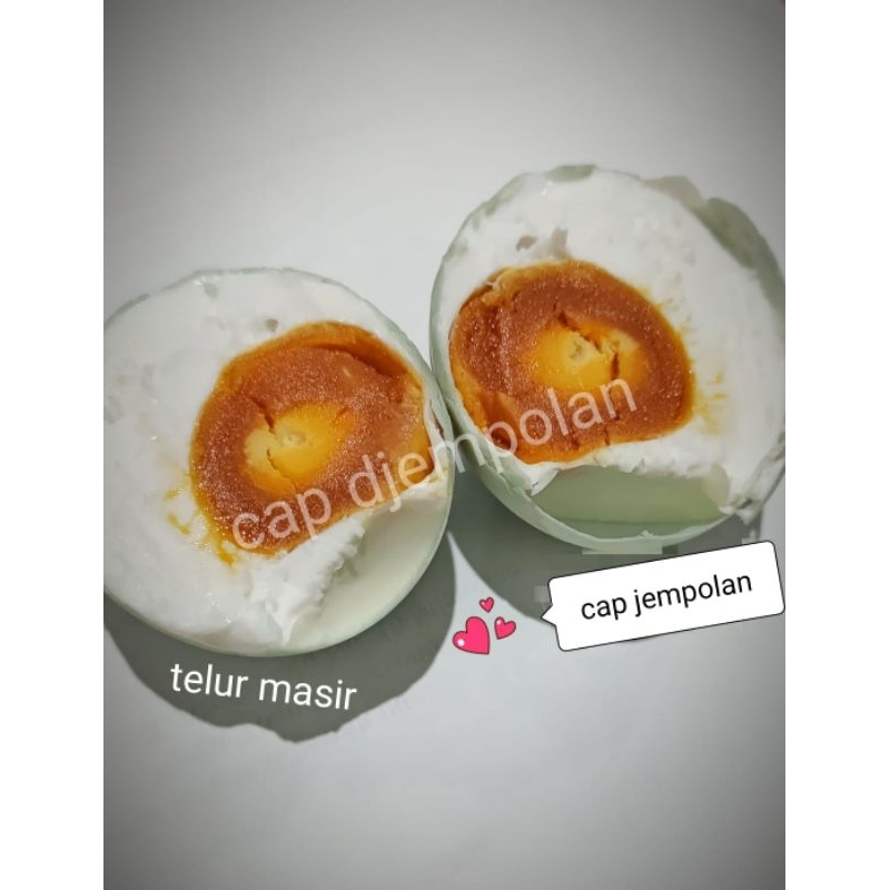 

telur bebek asin masir cap Djempolan ukuran lebih besar telor bebek mangsir maser enak gurih egg duck asen red merah berpasir pasir