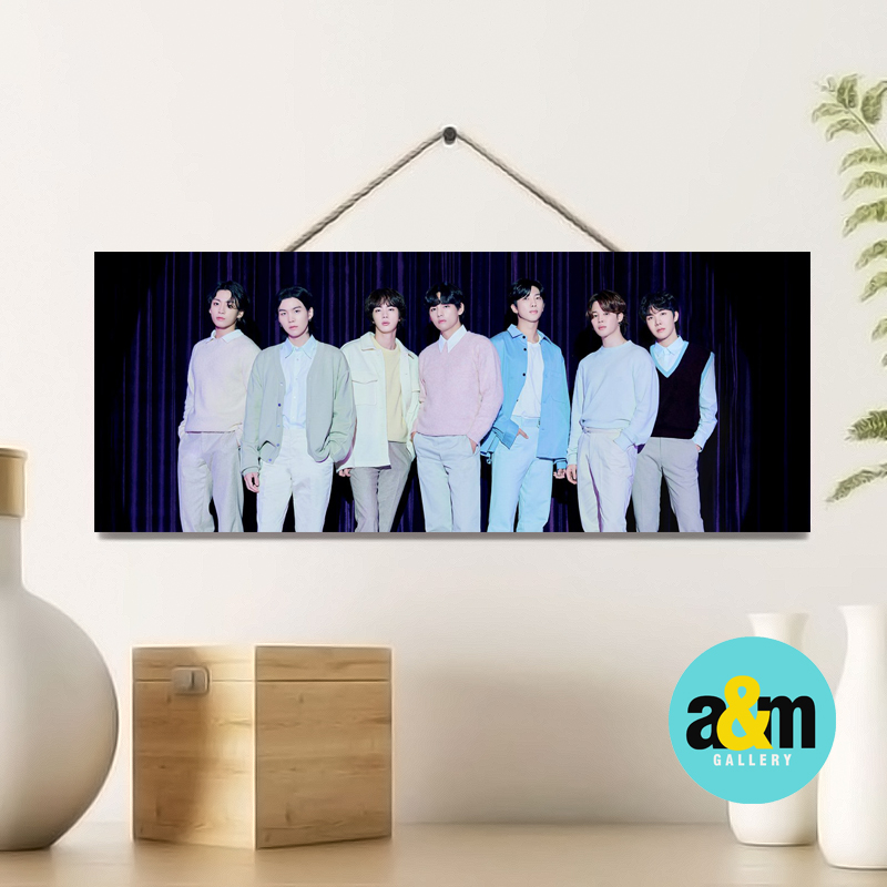 Poster Kayu BTS Ukuran 10 x 30 cm I Hiasan Dinding Dekorasi Kamar I Poster Kayu K-POP Dekorasi Kamar - A&amp;M