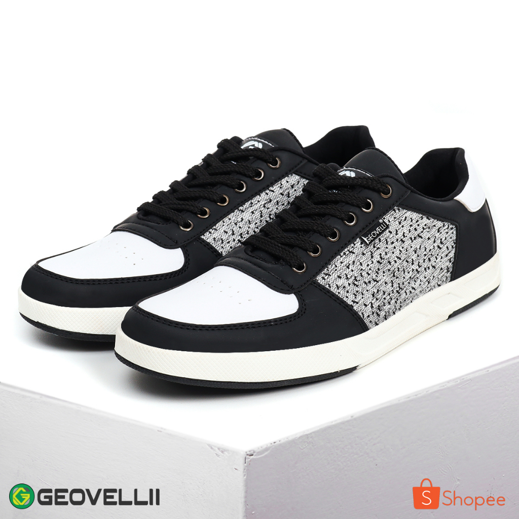 Geovelli  39-44 Sepatu Casual Sneakers Putih Hitam Pria Cowok Altovo Series Kets Distro Premium Original