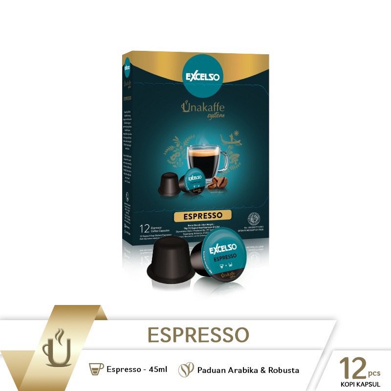 

Excelso Unakaffe Coffee Espresso Capsule isi 12, Stok sesuai Etalase