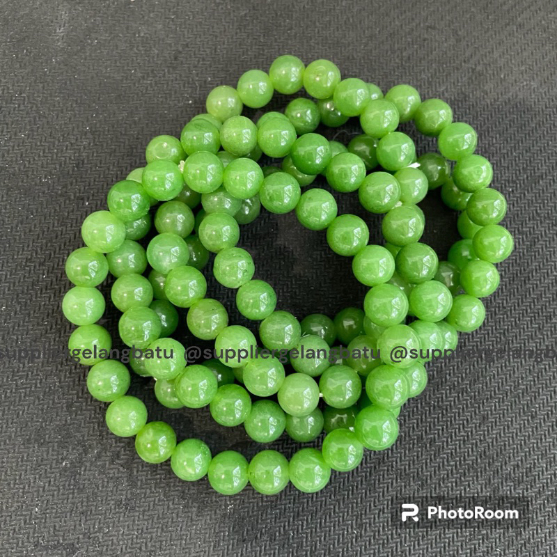 Gelang batu alam black jade aceh muda 8mm serat tembus cahaya