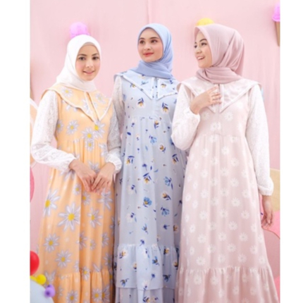 Ounadoutfit SWEETY DREES wanita motif lucu korea brokat halus busui / dress rayon motif / dress muslim gemes / homedress busui motif / outfit wanita muslim