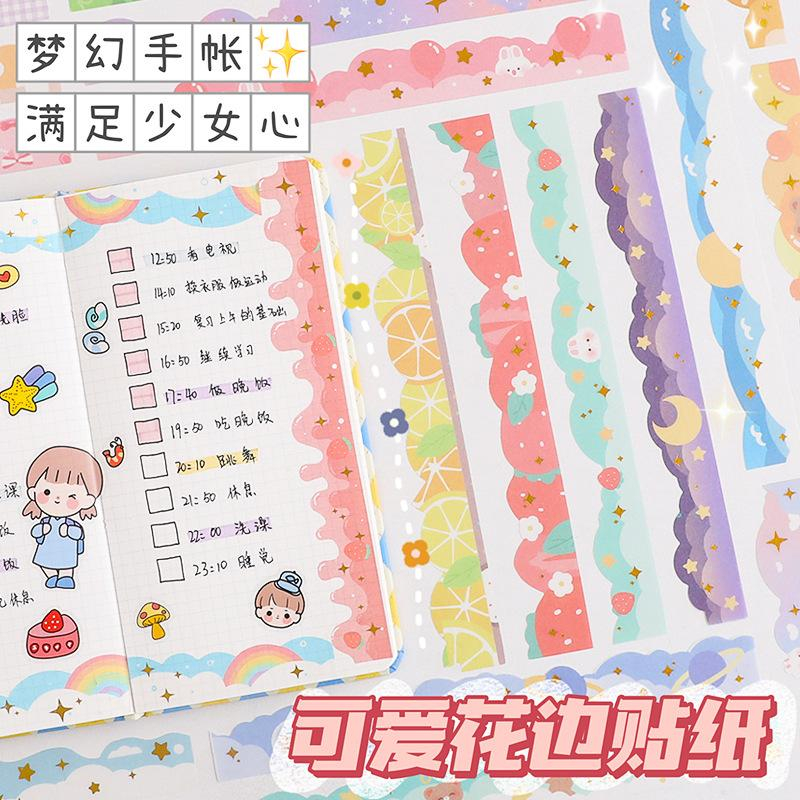 

[randomstuff] Sticker Tepi Long Tape Border Label Colorful Aesthetic 2d Tumblr Journaling Scrapbook DIY Stiker Ins Diary Stationary Kit