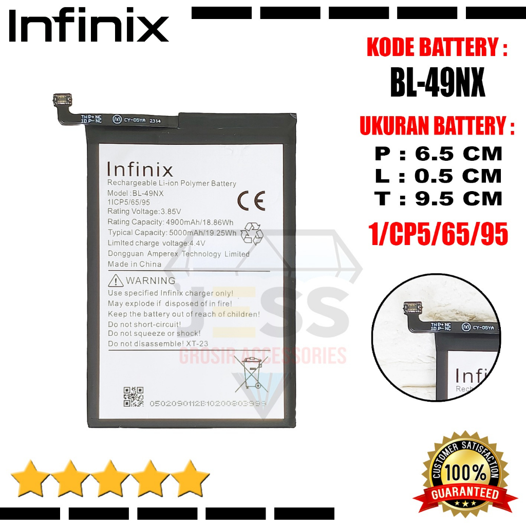 Baterai Battery Original ERRLY BL-49NX BL49NX For Type HP INFINIX HOT 30i - X669C