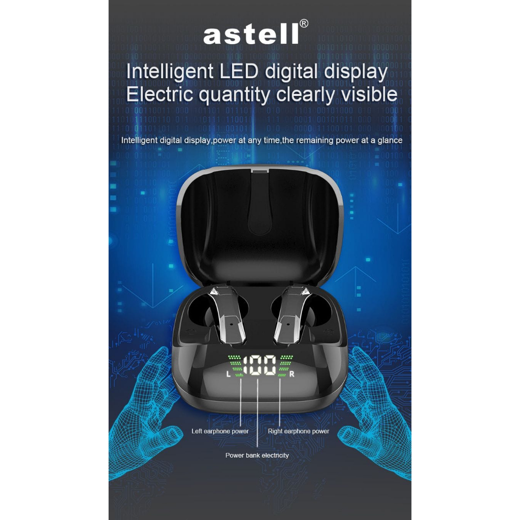 TWS Astell E-68 Earphone Classic Rock Headset Wireless Bluetooth 5.0 Earbuds Hifi Stereo Heavy Bass