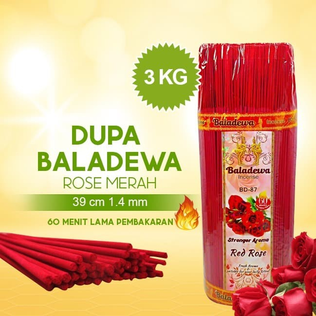 Dupa/ Hio Wangi Harum Baladewa 39 cm 3 Kg 1.4 mm Red Rose merah