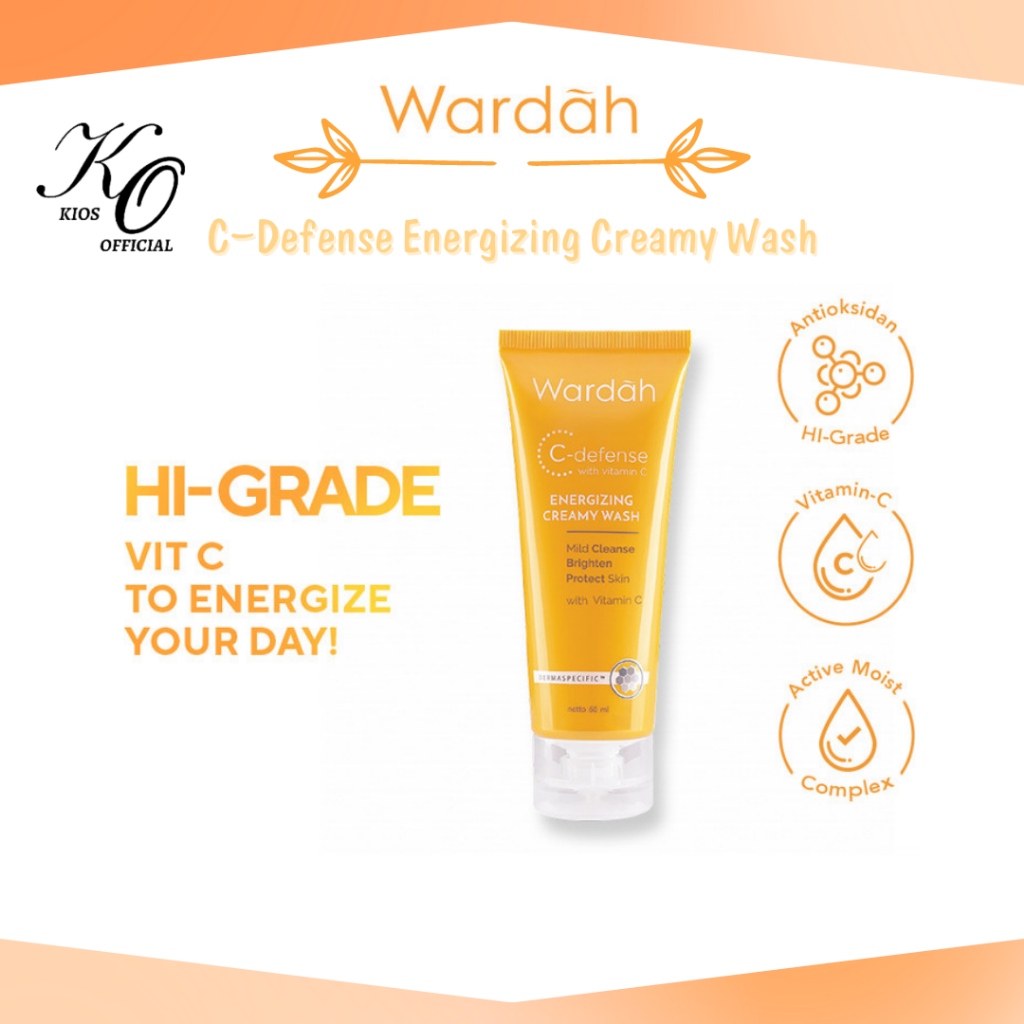 Wardah C-Defense Energizing Creamy Facial Wash 60ml &amp; 100ml | Pembersih Muka