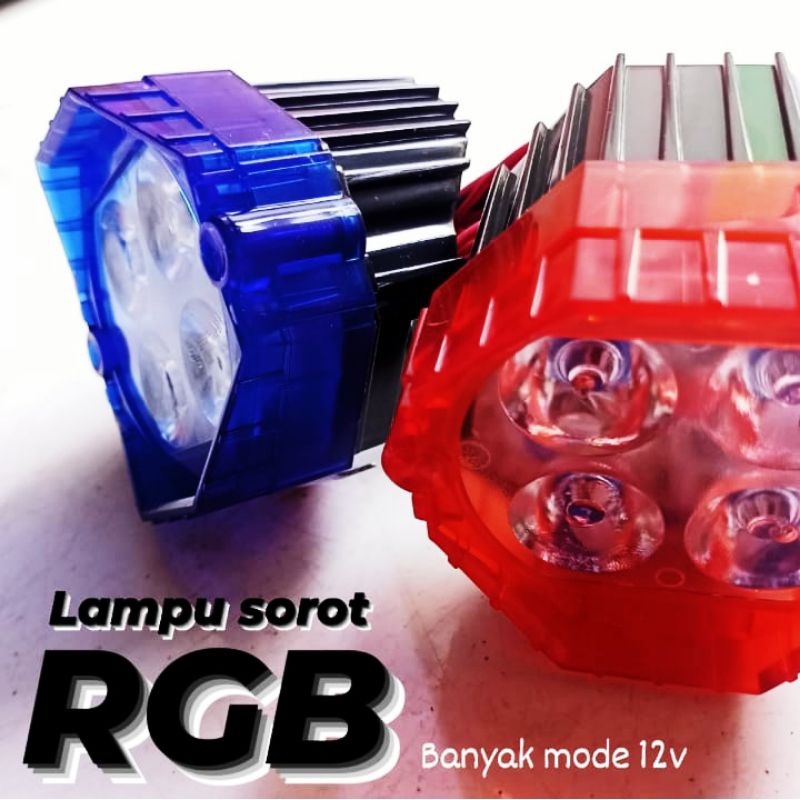 LAMPU TEMBAK 4MATA RGB BANYAK MODE