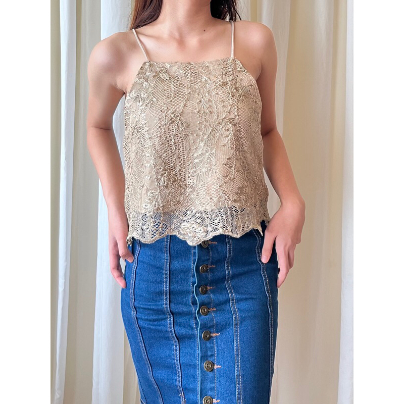 Tanktop brukat crop korean style