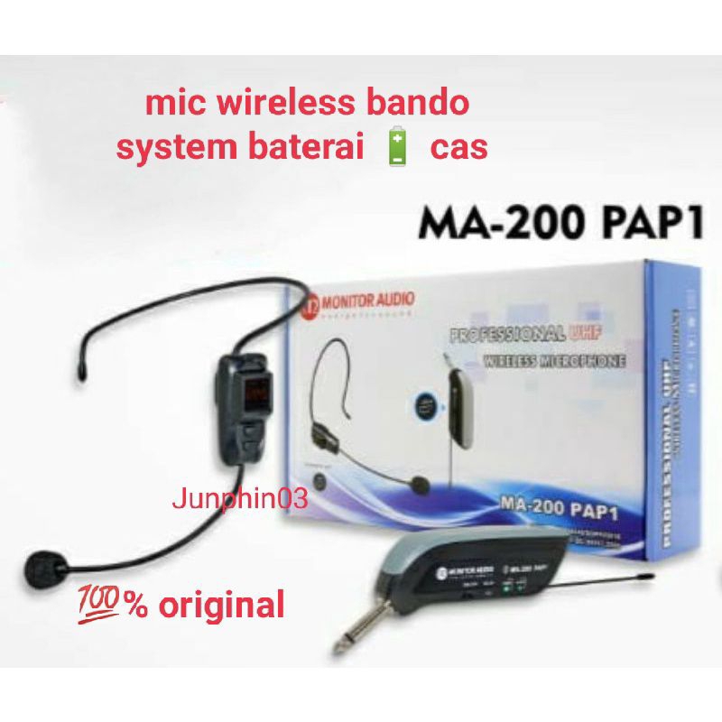Mic wireless bando/headset monitor audio MA-200 PAP 1 microphone asli