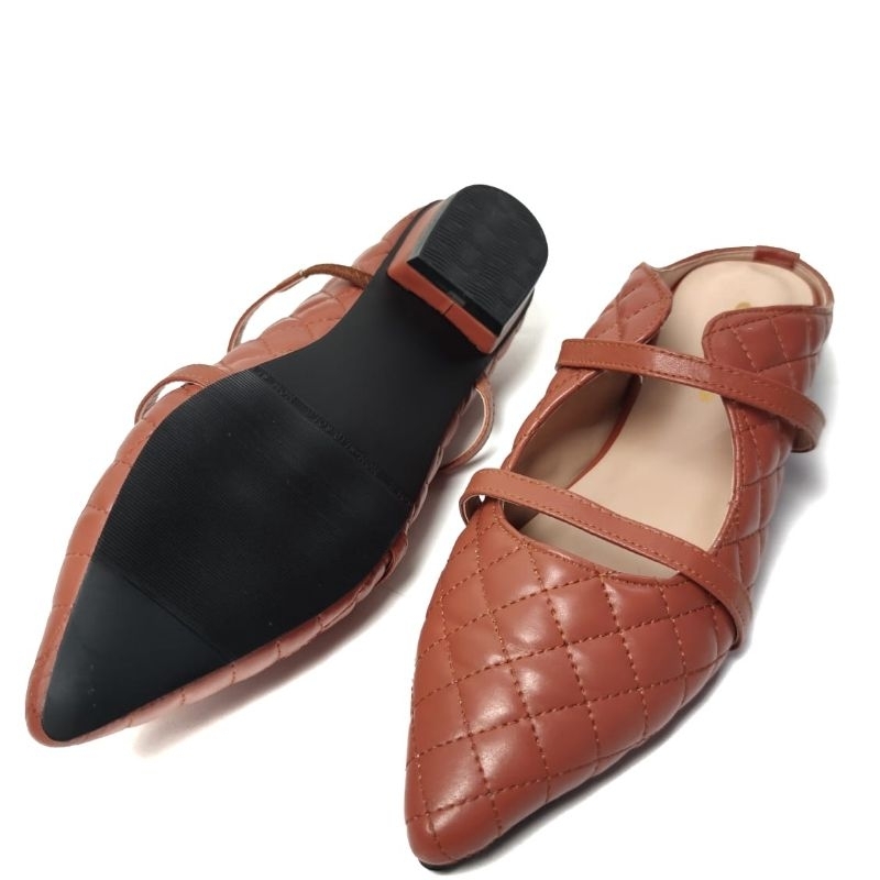 Sepatu Wanita Mules Hak 2cm Lancip PS14