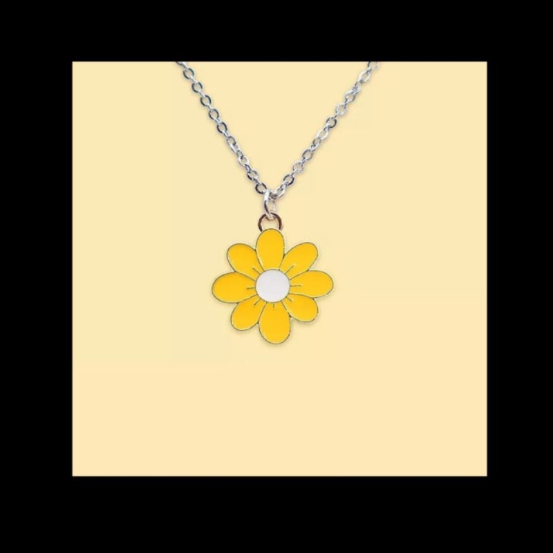 FerenHongXia Kalung Rantai Liontin Bunga Warna Warni Bahan Stainless Steel Alloy Untuk Wanita