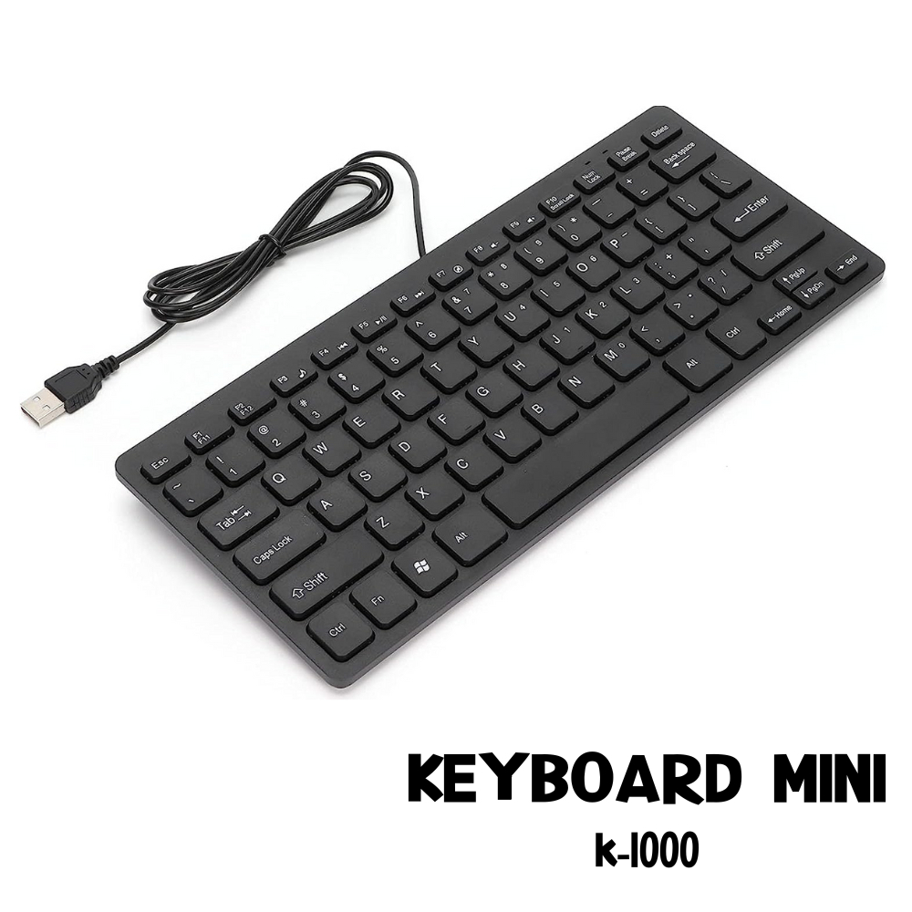 Keyboard PC komputer murah laptop silent kabel usb tipis office business fashion mini K-1000 Hitam /CHOCOLATE KEYBOARD/ OFFICE