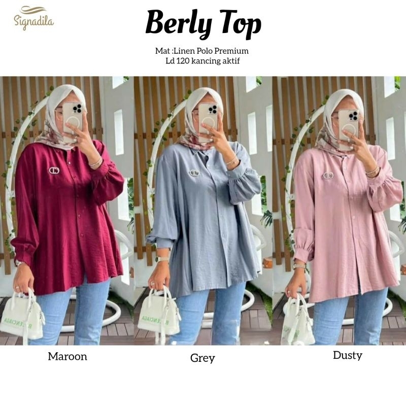 BERLY BLOUSE/KEMEJA POLOS WANITA KANCING AKTIF
