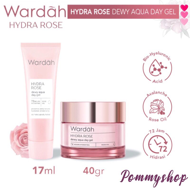 Wardah Hydra Rose Dewy Aqua Day Gel 17ml &amp; 40g | Pelembab Wajah