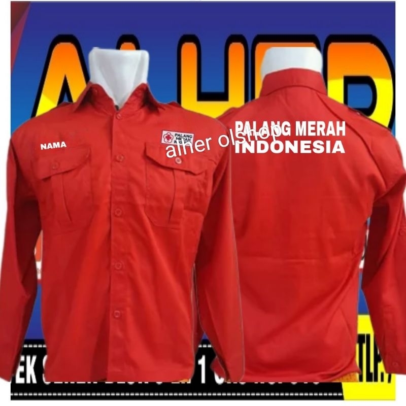 kemeja PMI bordir depan belakang baju PMI seragam PMI Pdh PMI Pdl PMI baju kerja PMI seragam kerja P