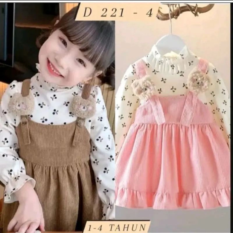 Dres Anak Perempuan Baju Pesta 2026 Minidress Dhress Cewek Tunik Gaun Umur 3-14Tahun Korean Baby Rem
