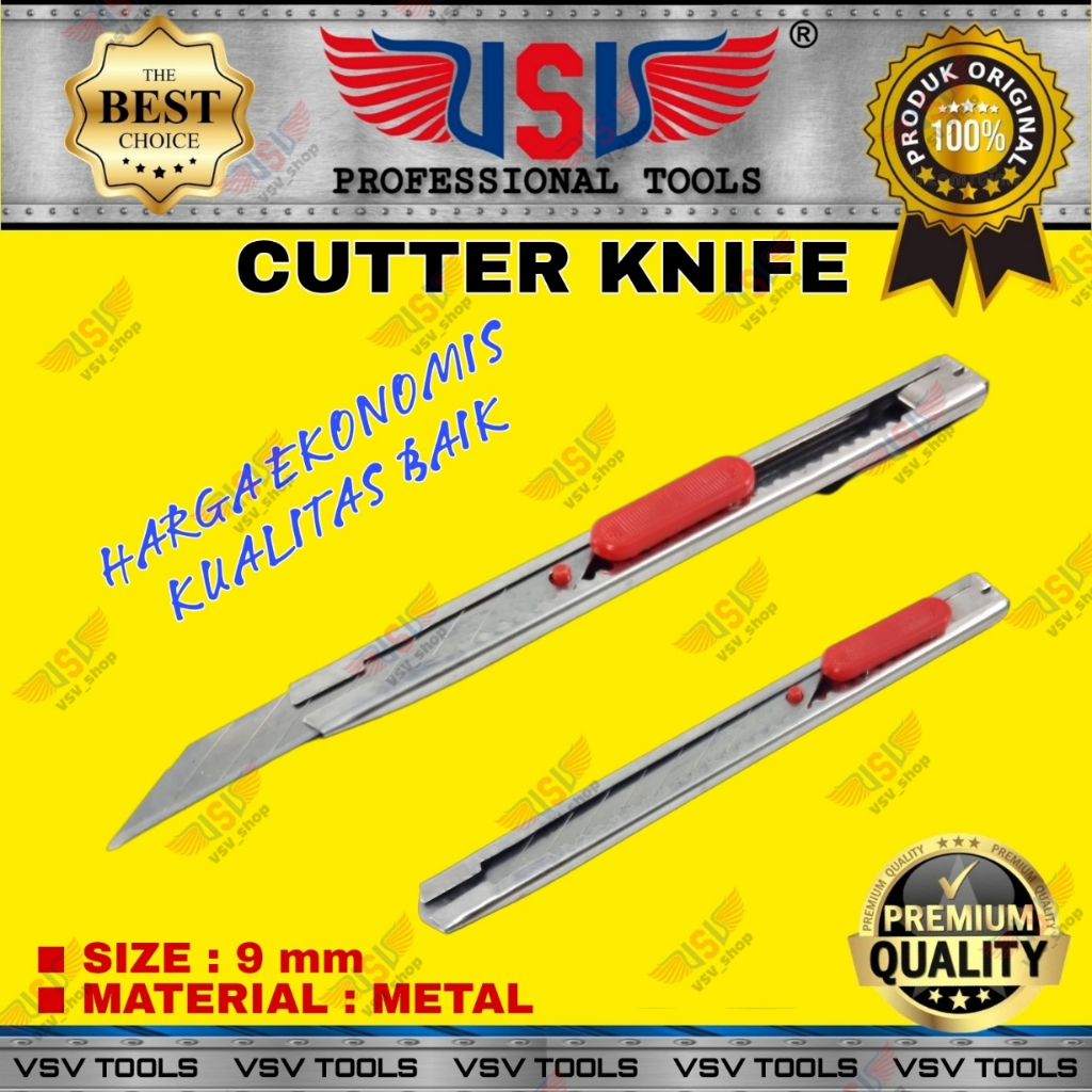 Cutter Kecil Metal Pisau Cutter 9mm Cutter Knife VSV HS-03