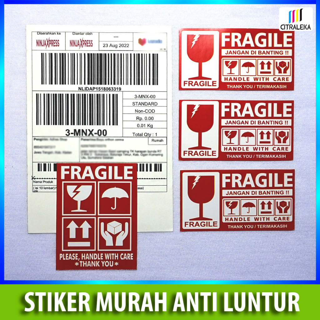 

(isi 32 lembar) Sticker Fragile Olshop Murah Fragile stiker | Stiker Pecah Belah | stiker Handle With Care