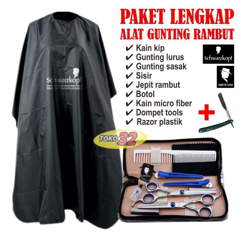 Paket Lengkap Set Alat Cukur Gunting Potong Pangkas Rambut Peralatan Barbershop