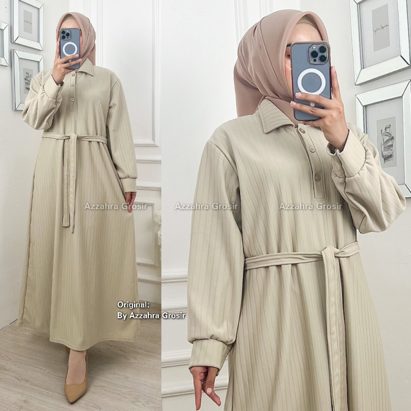 AM - Kirana Dress LD110-120  Gamis Wanita Jumbo Free Tali Pinggang / 572-7450