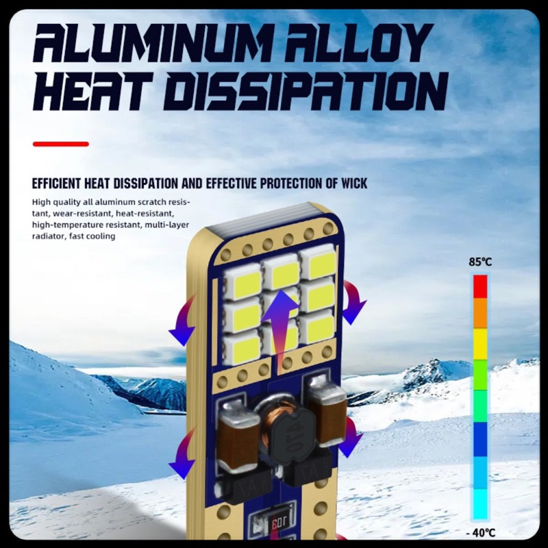 Lampu LED T10 W5W Mobil Motor Chip 2016 - 18 Mata 2 Sisi Super Bright