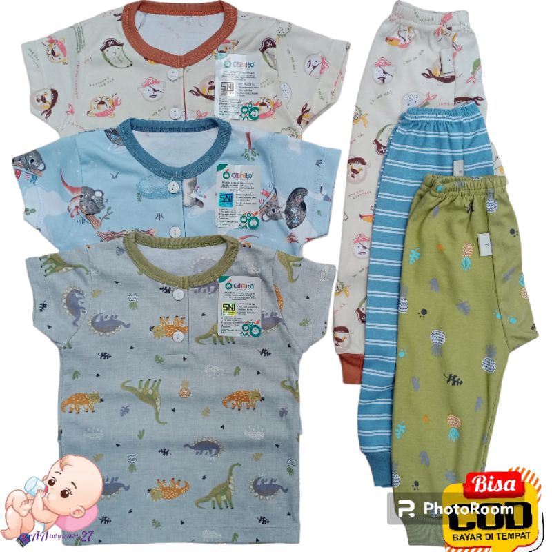 CAINITO Setelan CPR Baju Bayi Lengan Pendek Kancing Dada Celana Panjang Ukuran S M L XL SNI HIGHT QUALITY Nyaman Berkualitas