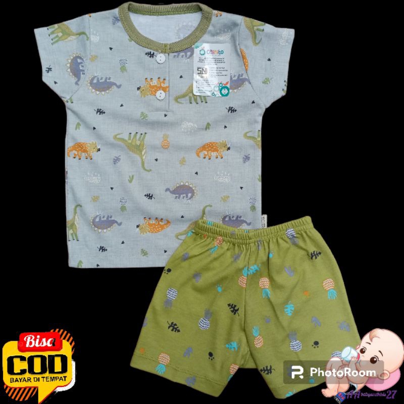 Produk Terbaru!!! CAINITO Setelan Baju Bayi Lengan Pendek Celana Pendek Ukuran S M L XL SNI HIGHT QUALITY