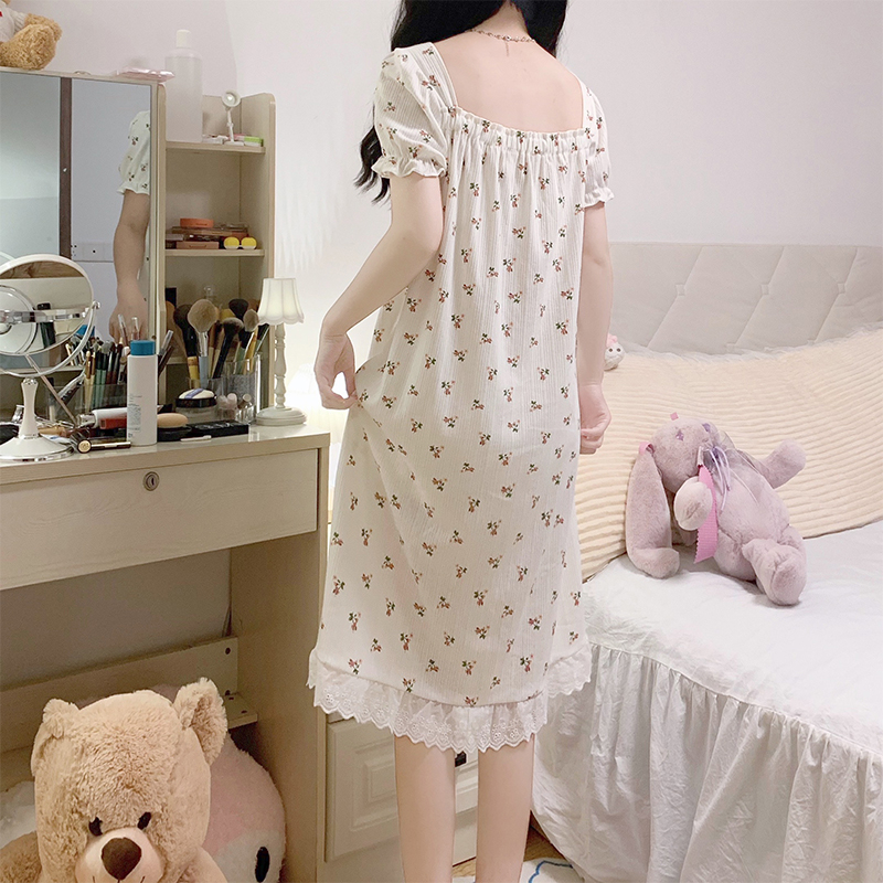 Dress Sweet French Gaun Cute Import Dress Putih Bunga Murah Wanita