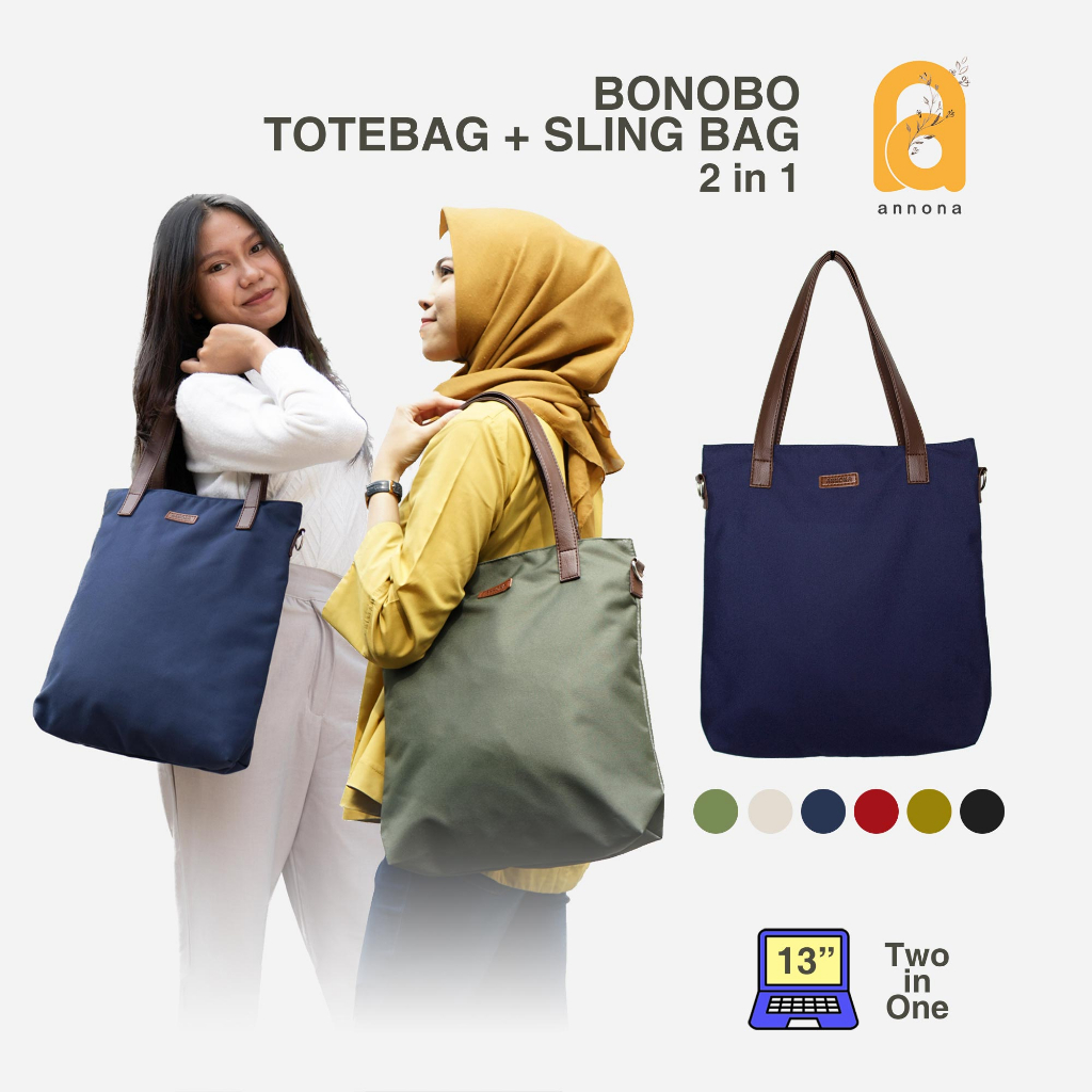 ANNONA Bonobo Tote Bag Tas Kanvas Sling Laptop 13 inch