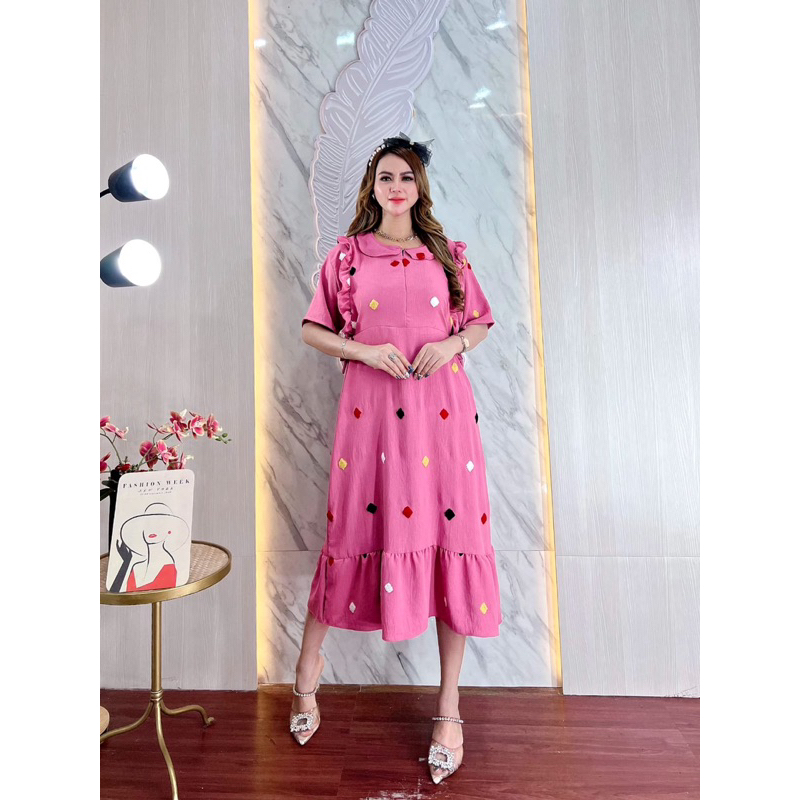 DASTER ANDIN ARAB ISABEL KOTAK WAJIK DRESS || BAHAN KRINGKEL PREMIUM || MODEL RESLETING DEPAN BUSUI &amp; BUMIL LD 110